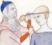 Chirurg provádějící trefinaci v anatomii Guye z Pavie, kolem roku 1345.